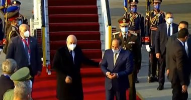 الرئيس السيسي يستقبل نظيره الجزائري عبد المجيد تبون فور وصوله القاهرة