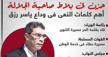 حزن فى بلاط صاحبة الجلالة.. أهم كلمات النعى فى وداع ياسر رزق "إنفوجراف"