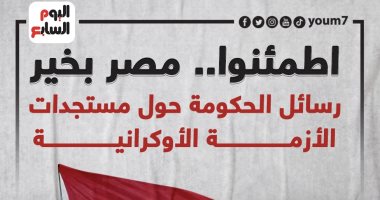 اطمئنوا مصر بخير.. رسائل الحكومة حول مستجدات الأزمة الأوكرانية.. إنفوجراف