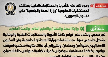 أخبار مصر.. الحكومة تنفى وجود نقص فى الأدوية والمستلزمات الطبية بالمستشفيات