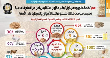 مصر تضاعف الجهود لتوفير مخزون استراتيجى آمن من السلع الأساسية.. بالإنفوجراف مصر تضاعف الجهود لتوفير مخزون استراتيجى آمن من السلع الأساسية.. بالإنفوجراف