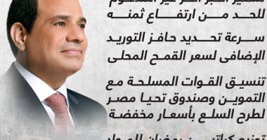 ضبط الأسواق والأسعار.. توجيهات رئاسية صارمة لحماية المواطن.. إنفوجراف