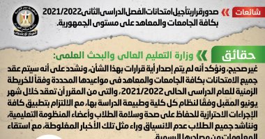 أخبار مصر.. الحكومة تنفى تأجيل امتحانات الترم الثانى بالجامعات والمعاهد أخبار مصر.. الحكومة تنفى تأجيل امتحانات الترم الثانى بالجامعات والمعاهد