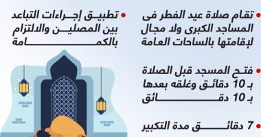 التكبير 7 دقائق فقط.. 6 ضوابط لإقامة صلاة عيد الفطر (إنفوجراف)