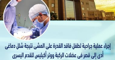 أطباء مستشفى بالأقصر ينجحون فى جراحة تمكن طفلا مصابا بشلل دماغى من الحركة