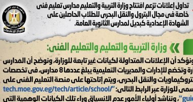 التعليم تنفى افتتاح مدارس تعليم فنى خاصة فى مجال البترول والنقل البحرى التعليم تنفى افتتاح مدارس تعليم فنى خاصة فى مجال البترول والنقل البحرى