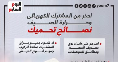 احذر من المشترك الكهربائى وحرارة الصيف.. 7 نصائح تحميك من الحرائق.. إنفوجراف احذر من المشترك الكهربائى وحرارة الصيف.. 7 نصائح تحميك من الحرائق.. إنفوجراف