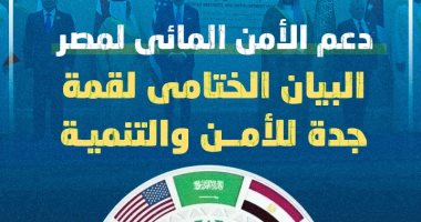 دعم الأمن المائى لمصر.. البيان الختامى لقمة جدة للأمن والتنمية.. إنفوجراف دعم الأمن المائى لمصر.. البيان الختامى لقمة جدة للأمن والتنمية.. إنفوجراف