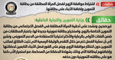 الحكومة تنفى اشتراط موافقة الزوج لفصل "المطلقة" من بطاقة التموين