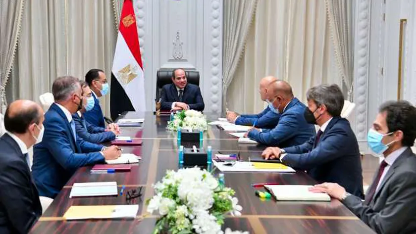 الرئيس السيسي خلال استقبالة وفد شركة ايني